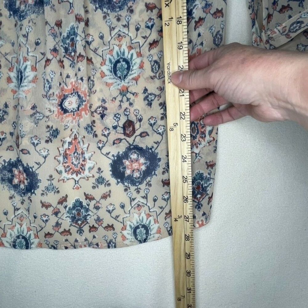 Maeve Anthropologie Tan Floral 3/4 Sleeve Crochet Boho Top Festival Summer Sz 2 - Picture 6 of 10